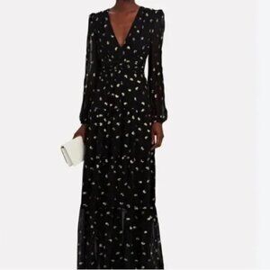 Intermix Black and Gold Long Sleeve Maxi Dress